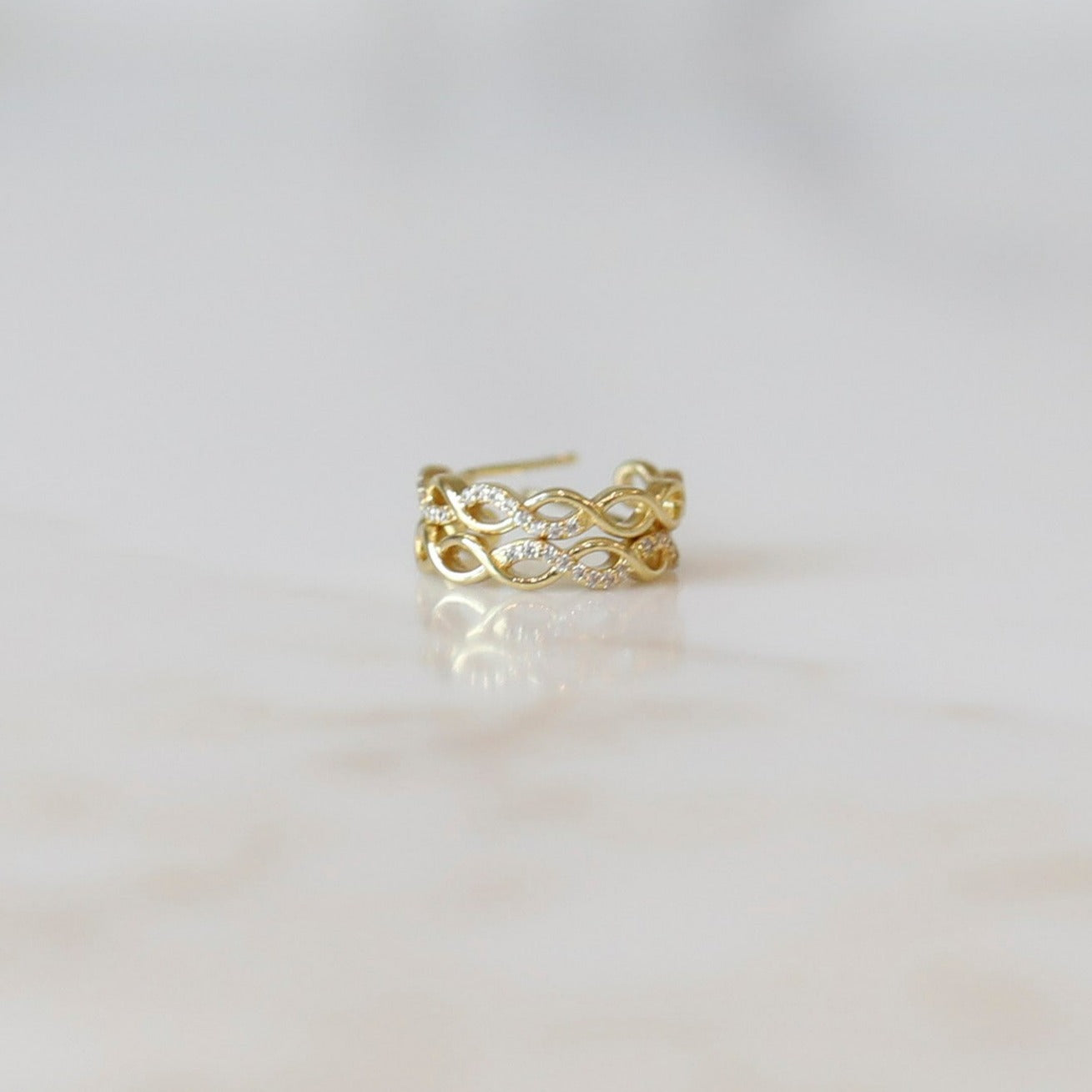 Infinity CZ Huggie Hoop Earrings