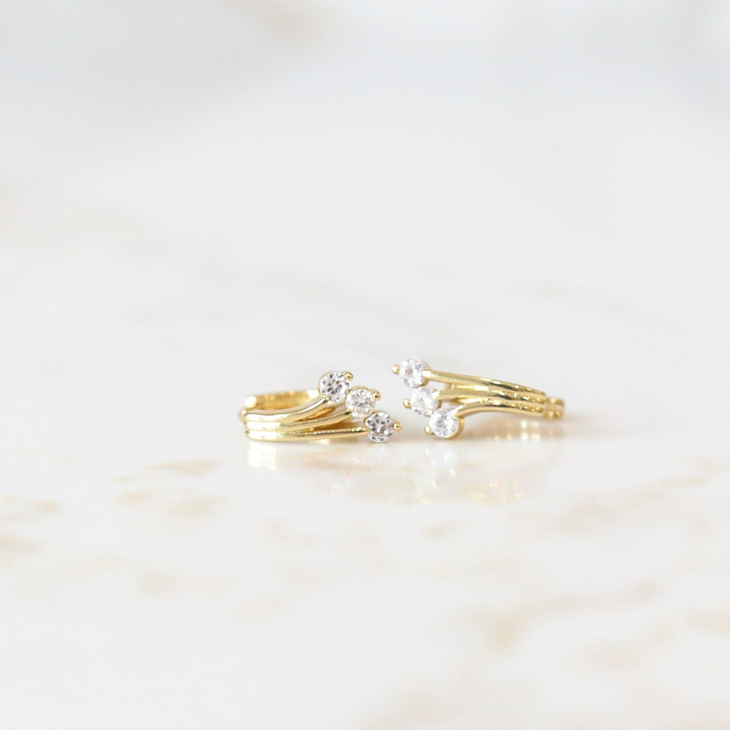 Wave CZ Hugie Hoop Earrings