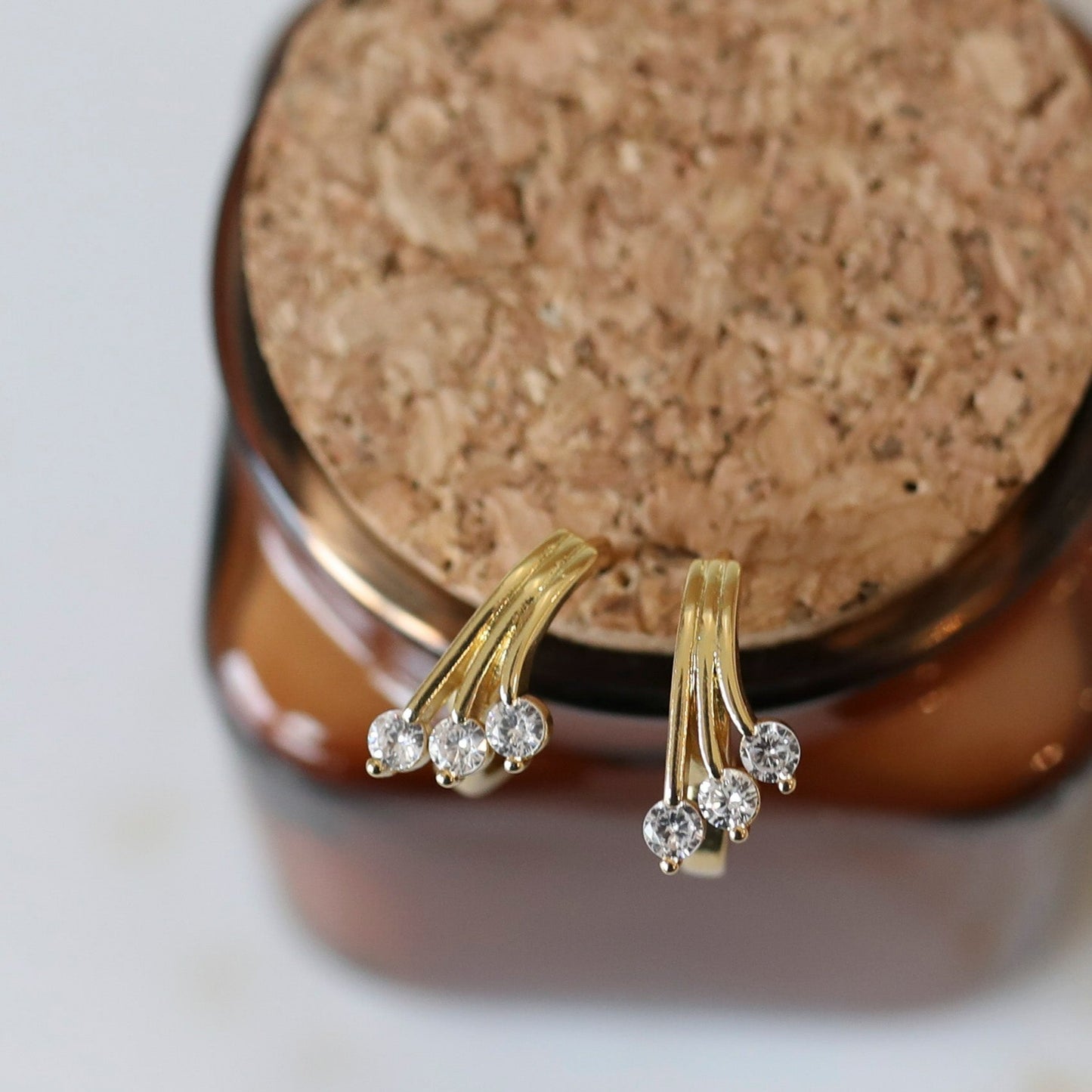 Wave CZ Hugie Hoop Earrings