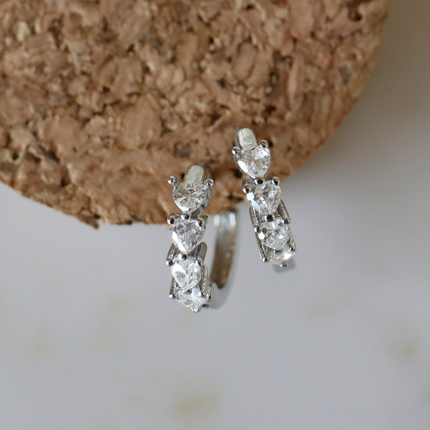 Heart CZ Huggie Hoop Earrings