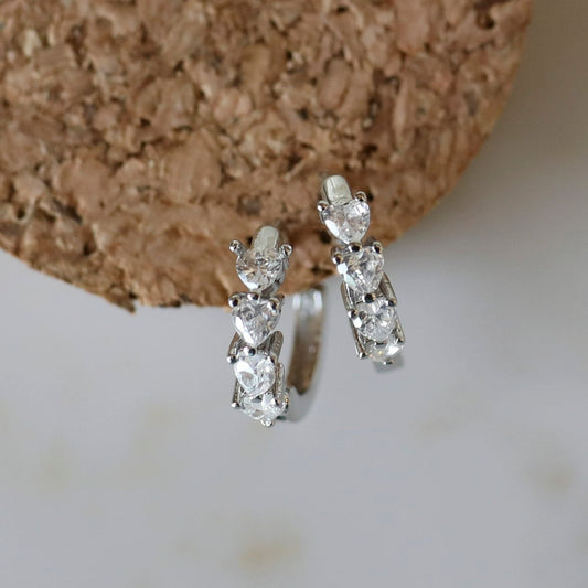 Heart CZ Huggie Hoop Earrings