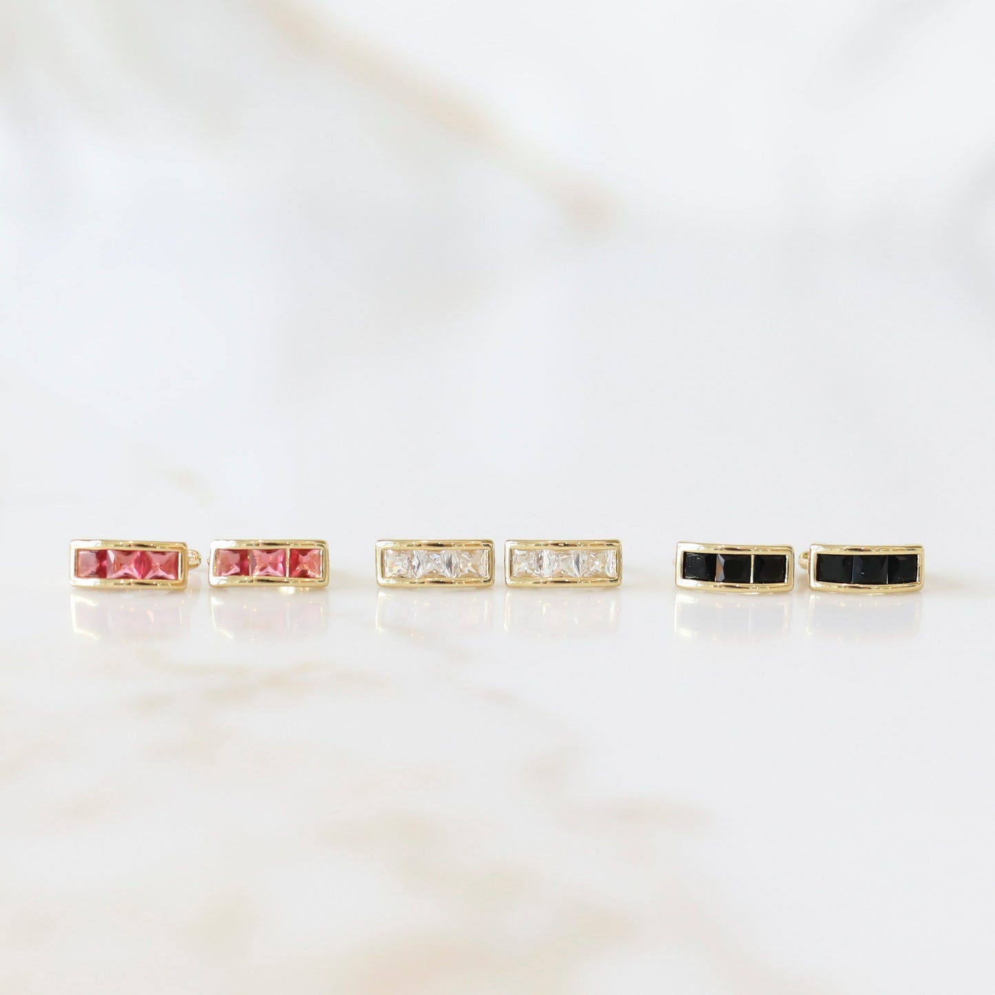 Mini Baguette Hoops with Cubic Zirconia