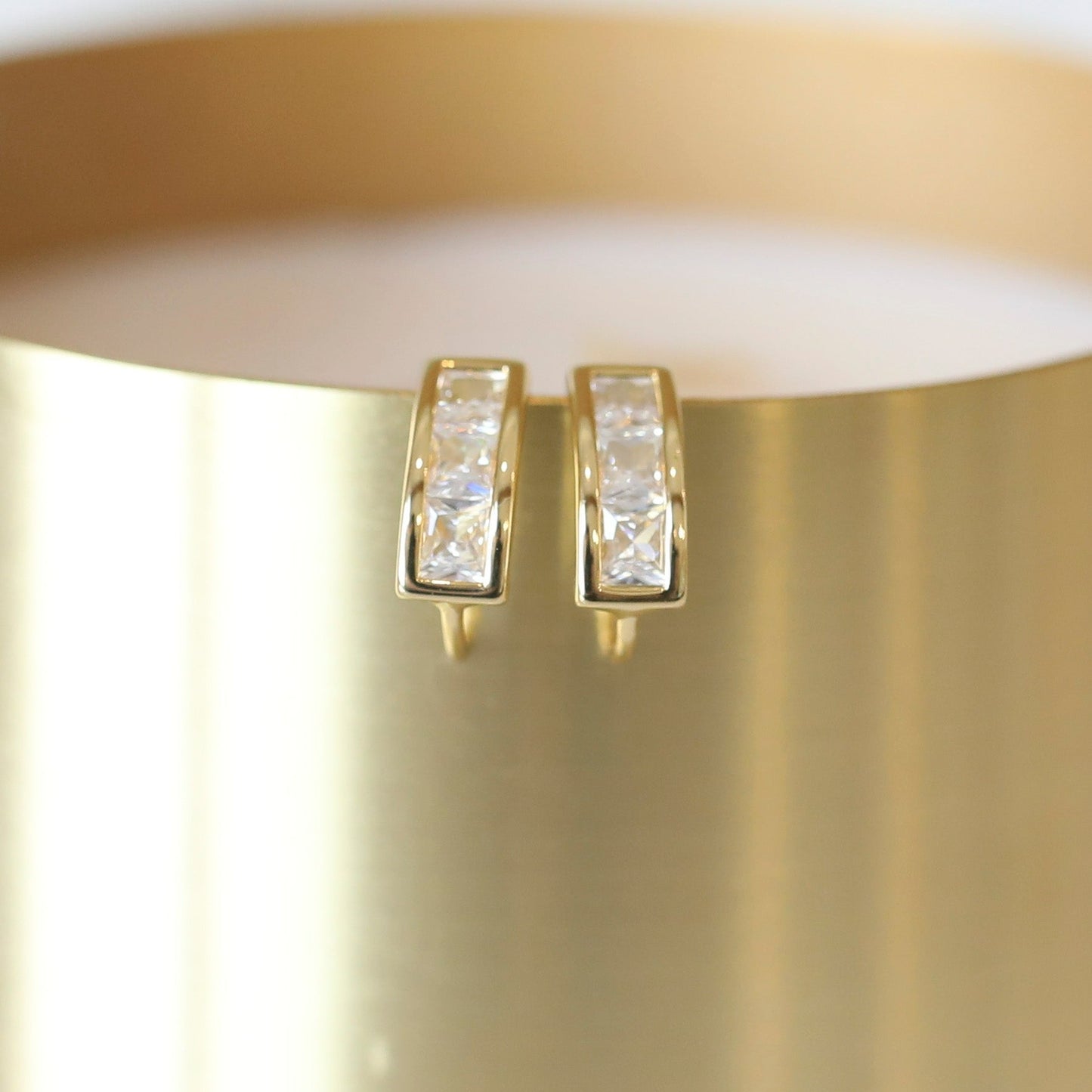 Mini Baguette Hoops with Clear Cubic Zirconia