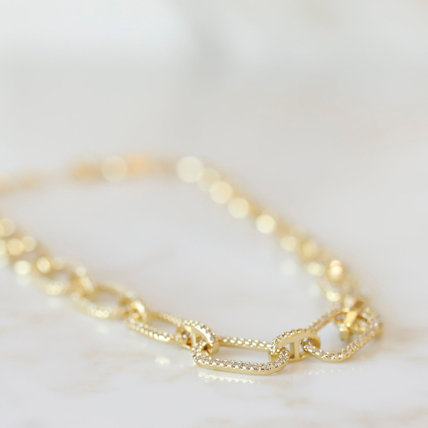 Cubic Zirconia Grande Paper Click Necklace - Gold