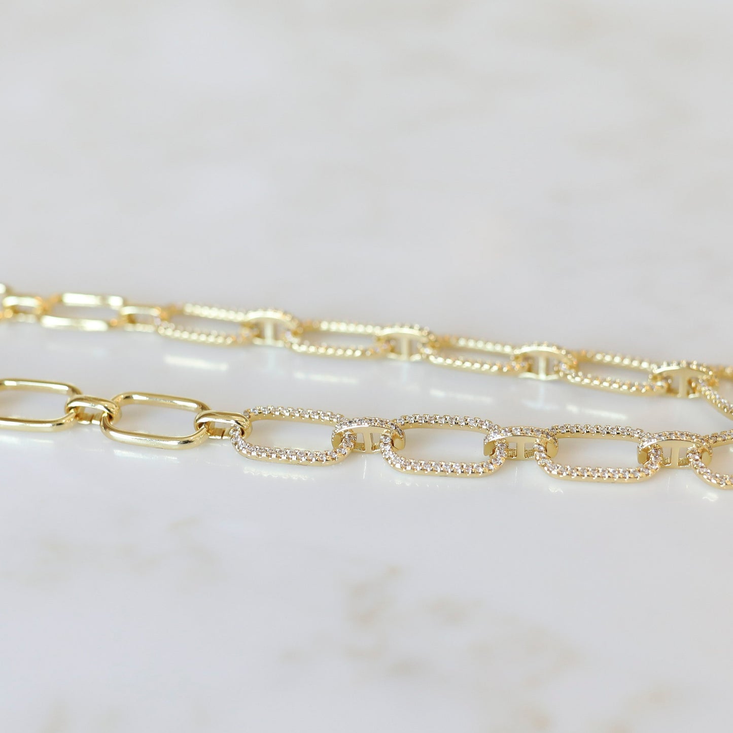 Cubic Zirconia Grande Paper Click Necklace - Gold