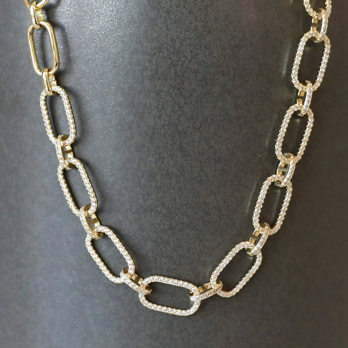 Cubic Zirconia Grande Paper Click Necklace - Gold