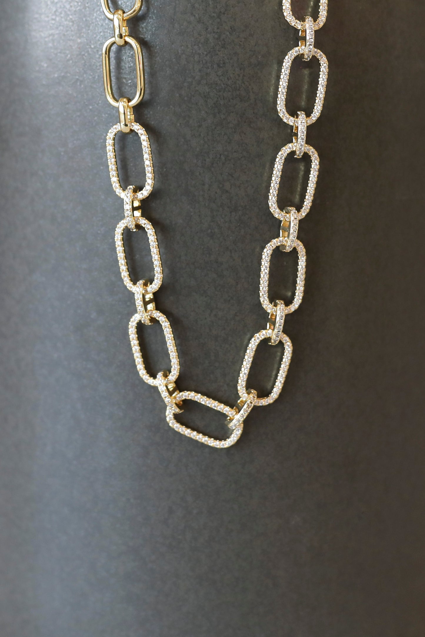 Cubic Zirconia Grande Paper Click Necklace - Gold