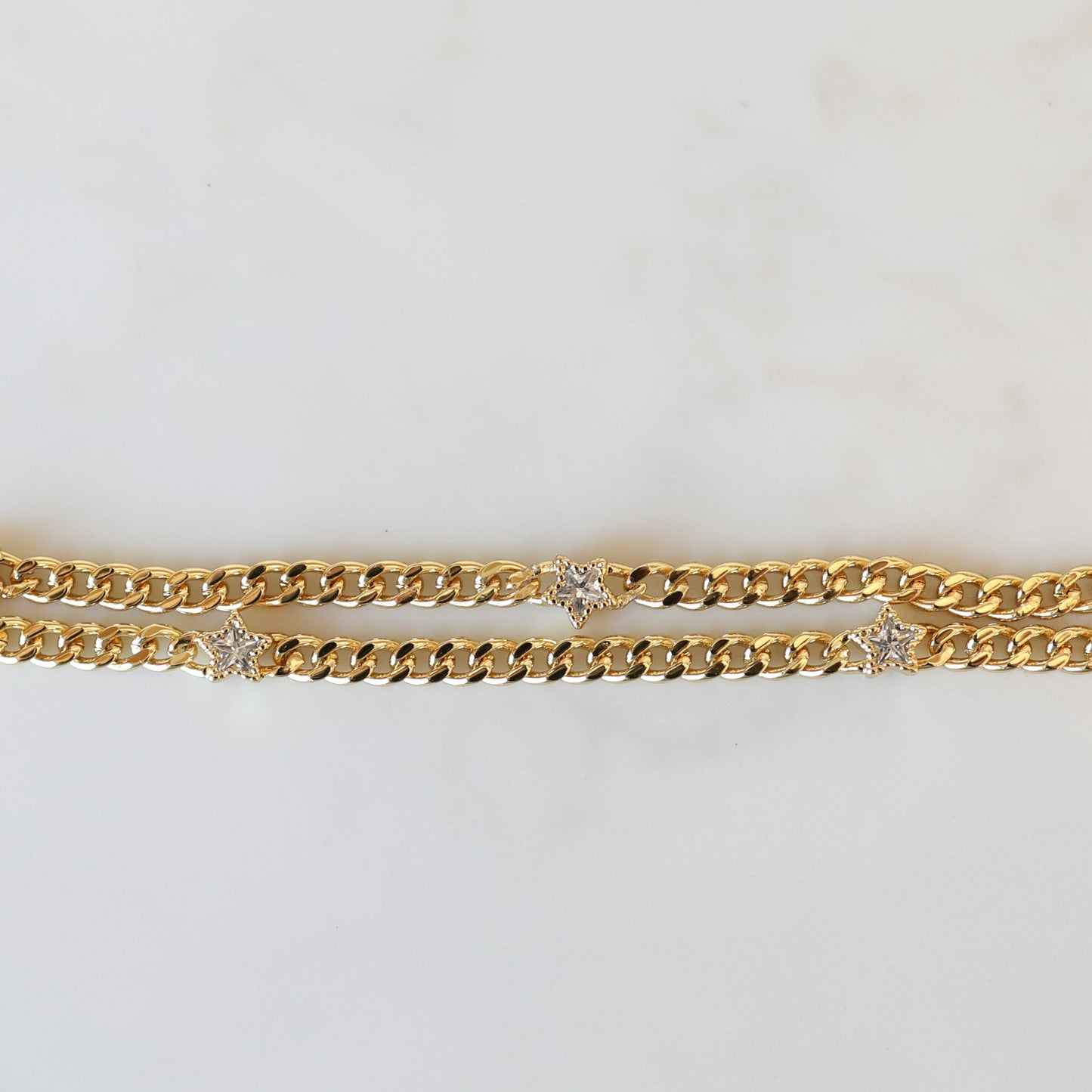 Cuban Star Chain Layering Necklace - Clear