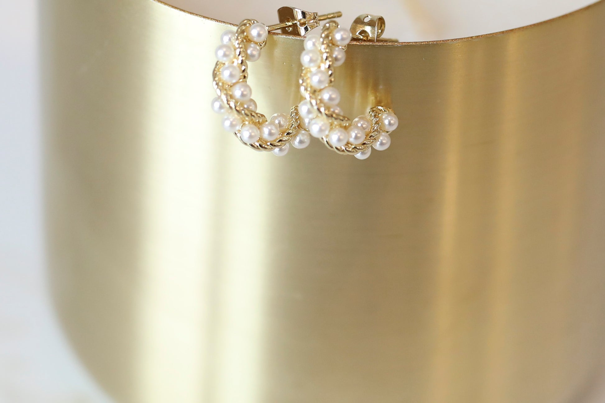 Twisted Pearl Hoop Earrings