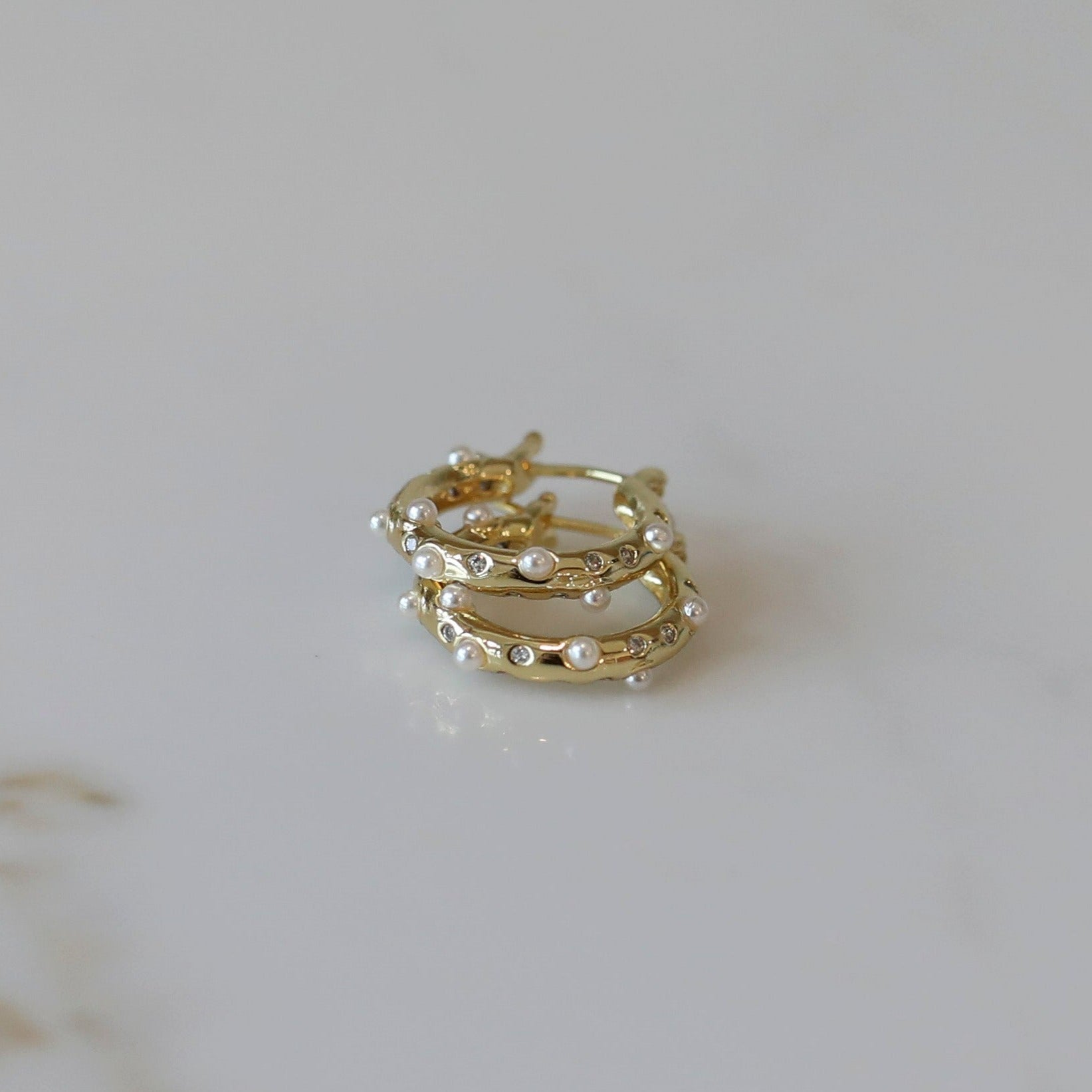 Speckled Pearl Hoop Earrings
