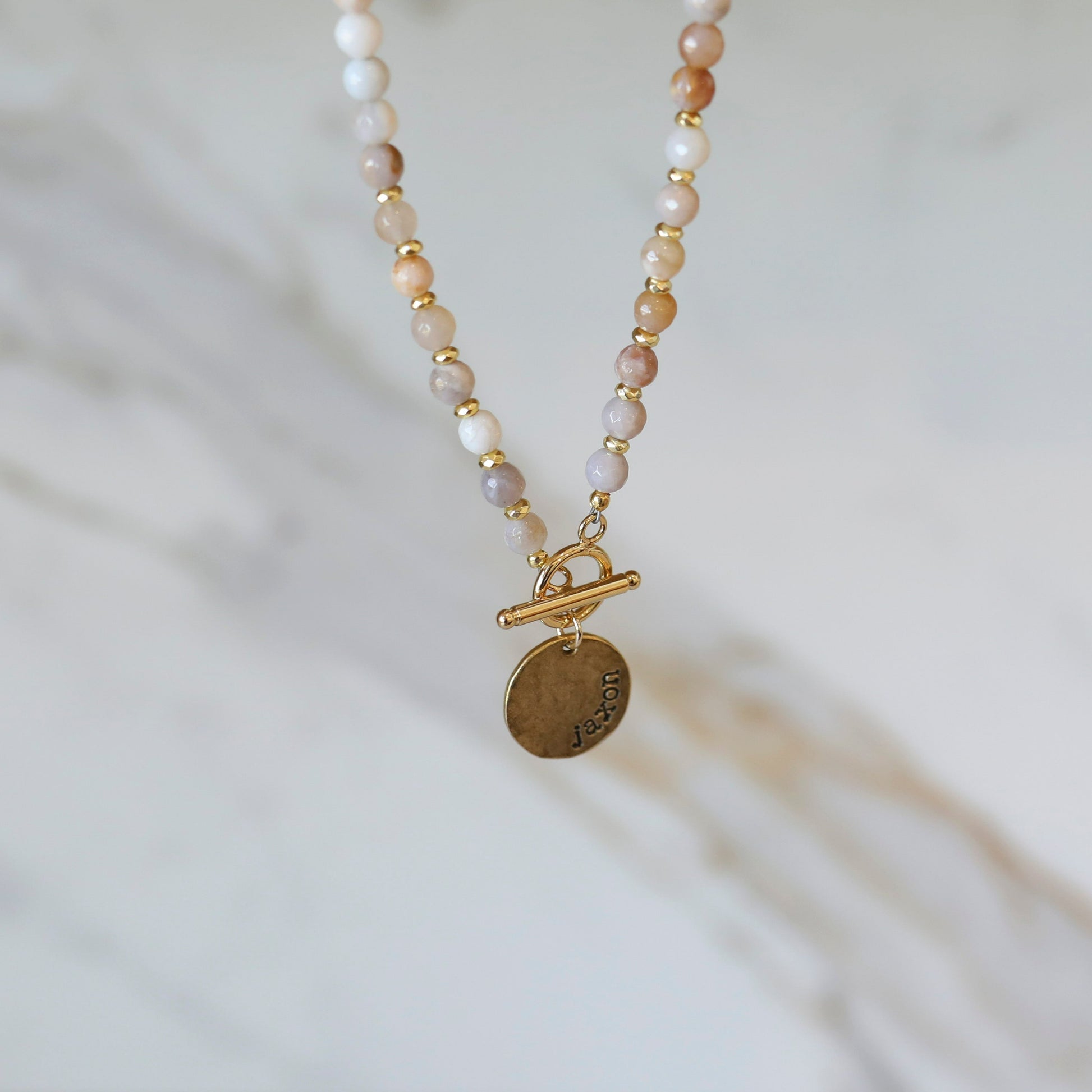 Agate Charm Personalized Necklace in Gold