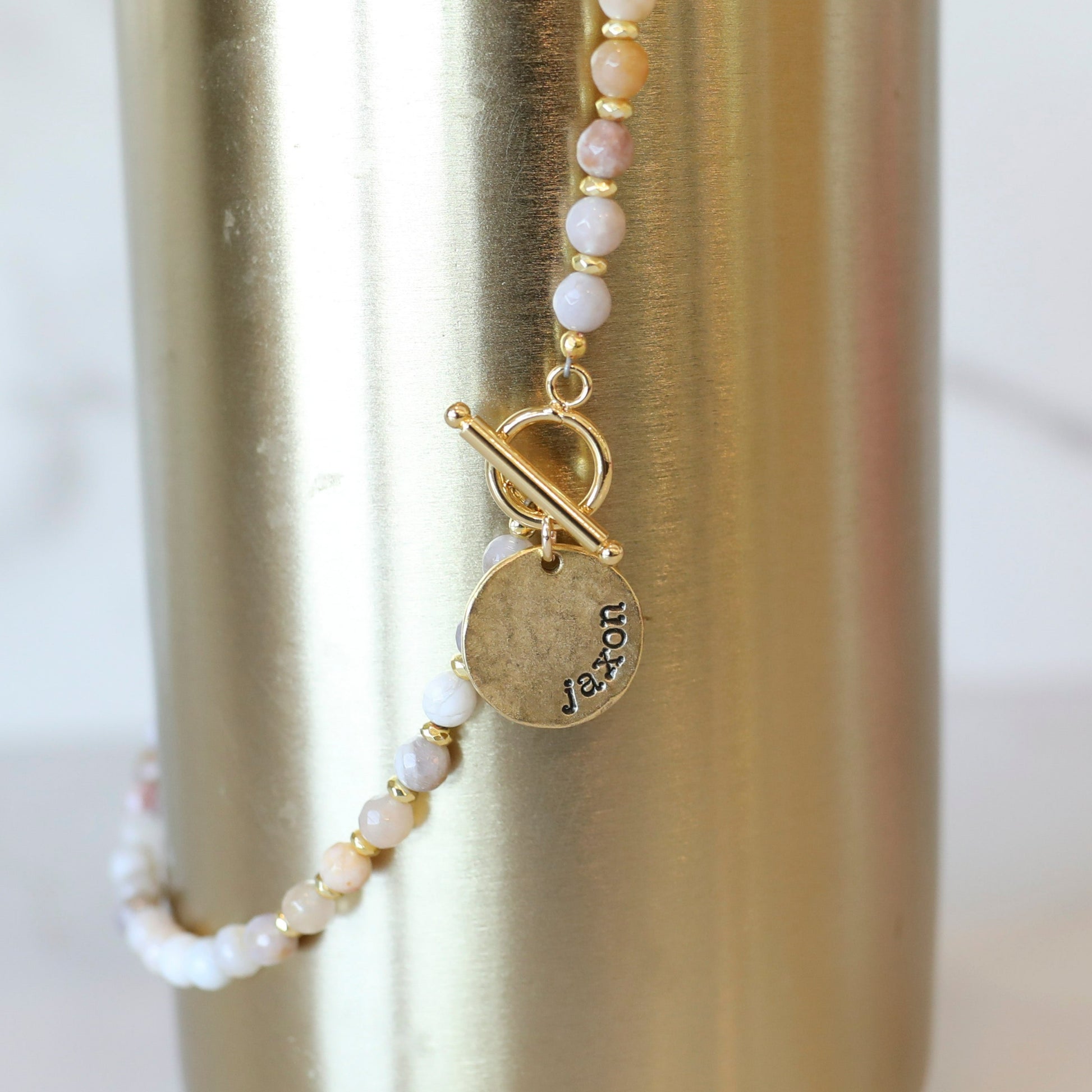 Agate Charm Personalized Necklace in Gold
