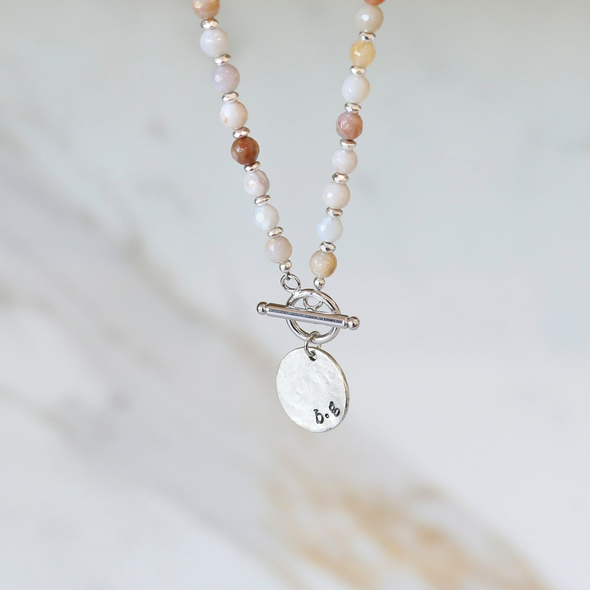 Agate Charm Personalized Necklace in Silver