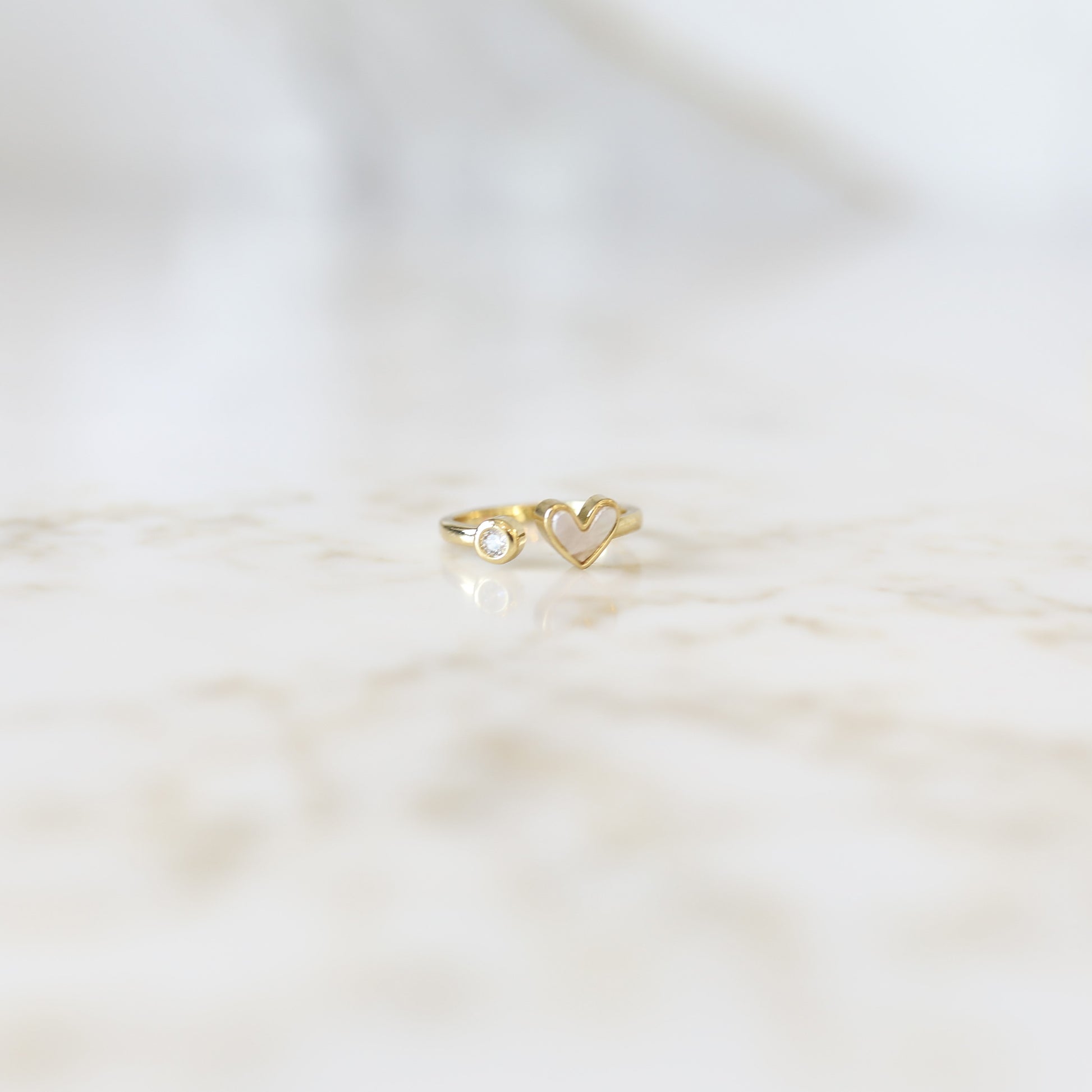 CZ and Heart Cubic Zirconia Gold Stacking Ring