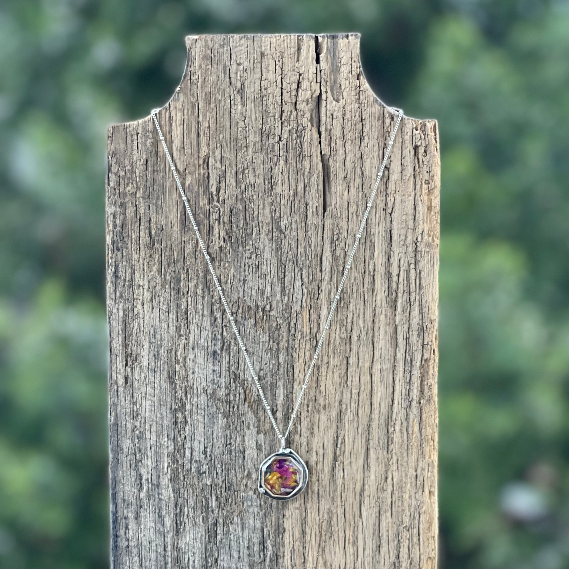 Memory Flower Jewelry Mosaic Pendant Necklace