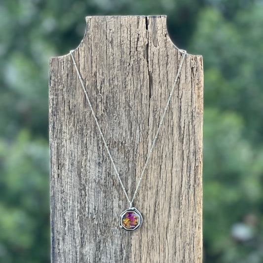 Memory Flower Jewelry Mosaic Pendant Necklace