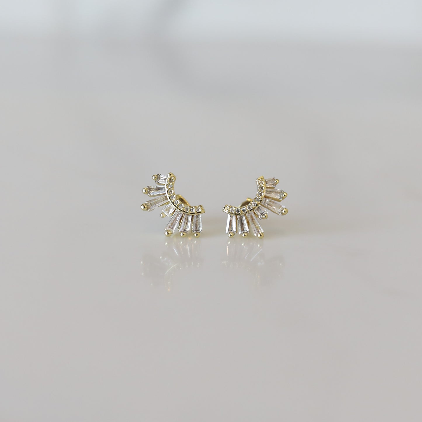 Mosaic Ear Climber with Cubic Zirconia - Gold