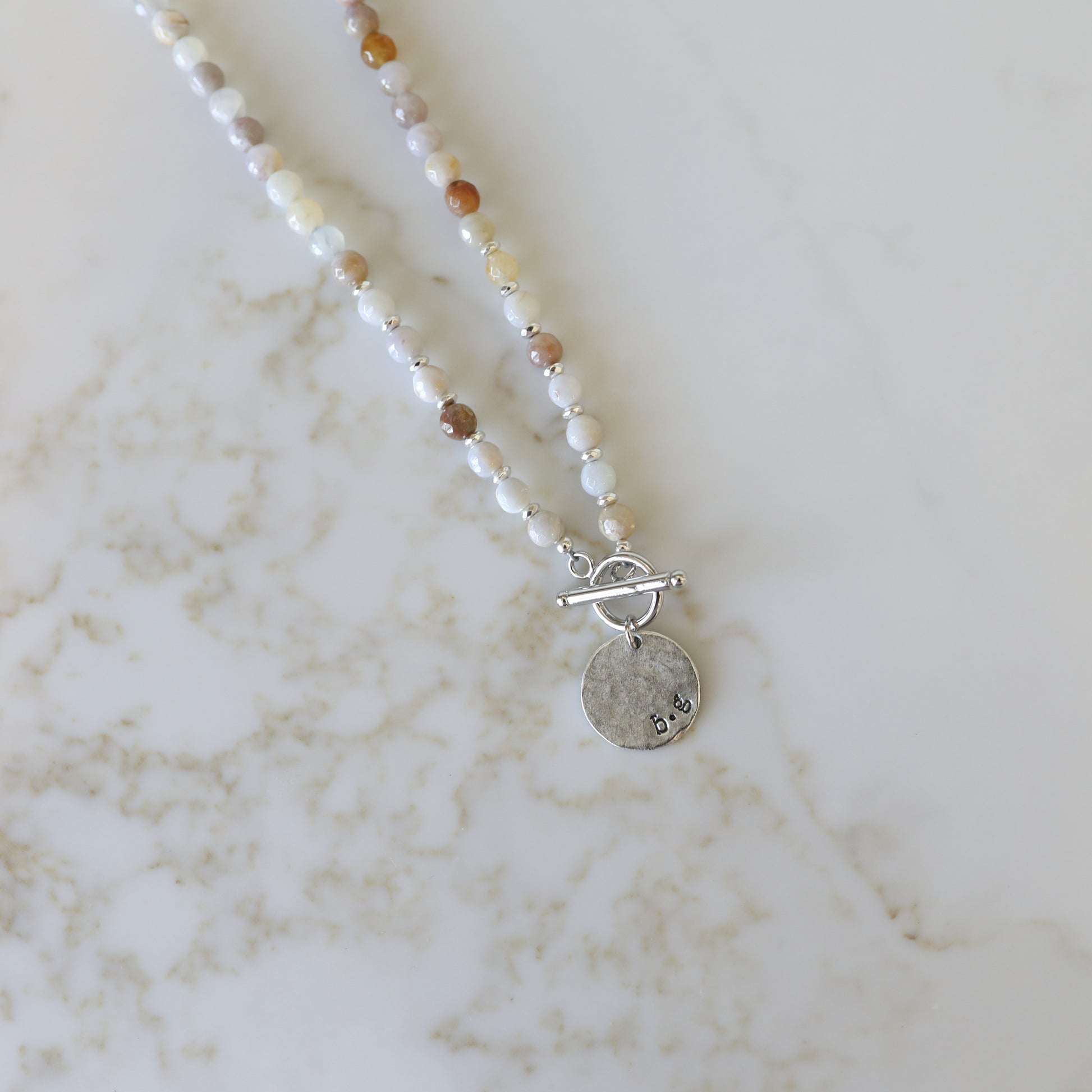 Agate Charm Personalized Necklace in Silver