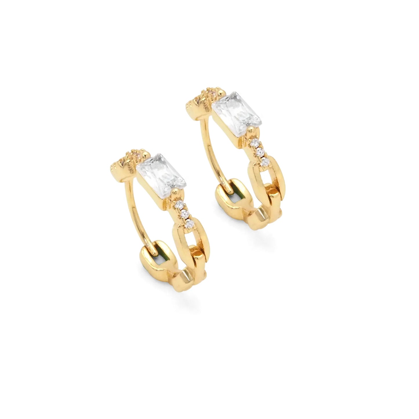 Crown Link Huggie Hoops