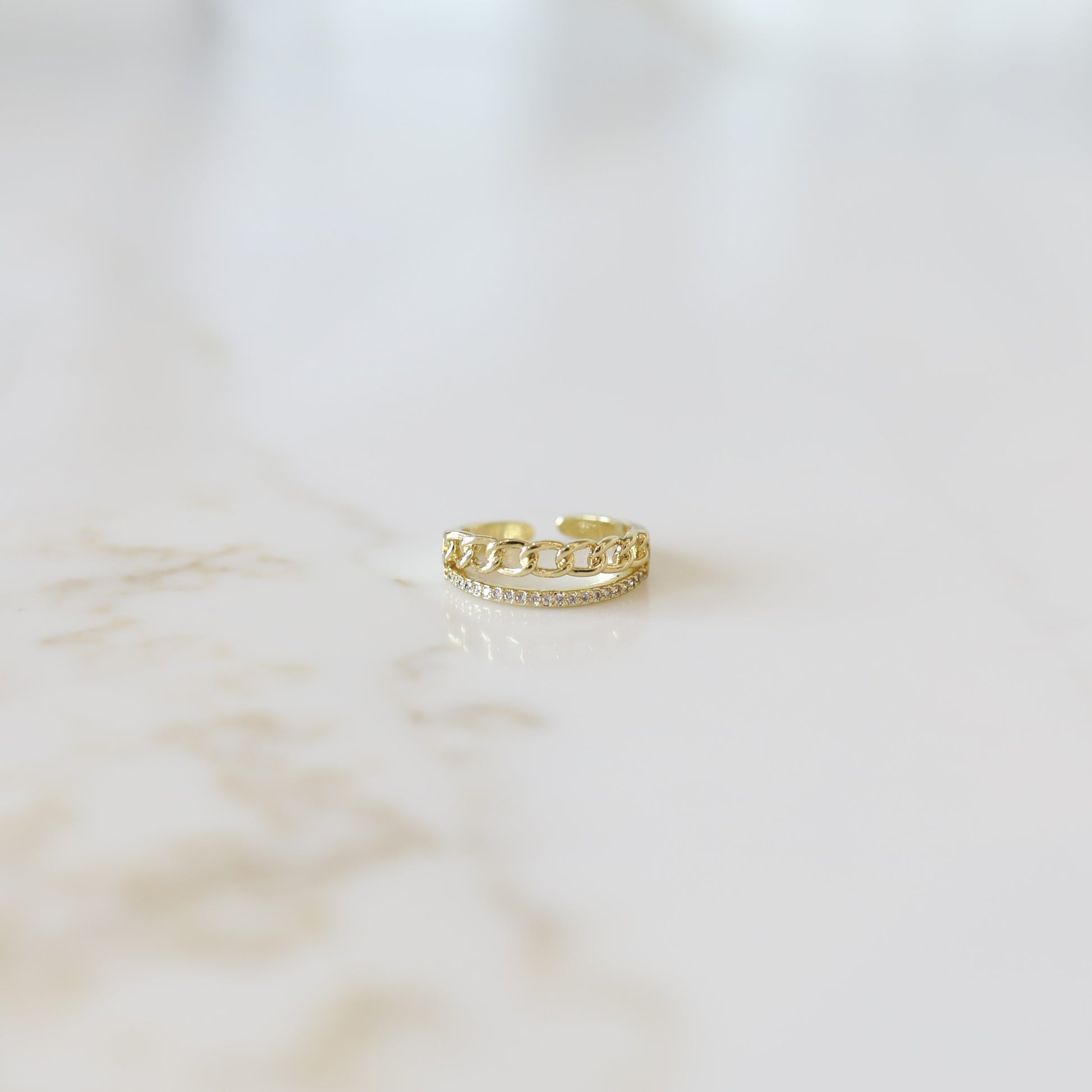 Crown Link Cubic Zirconia Gold Stacking Ring