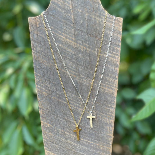 Rustic Cross Necklace - Layering Necklace