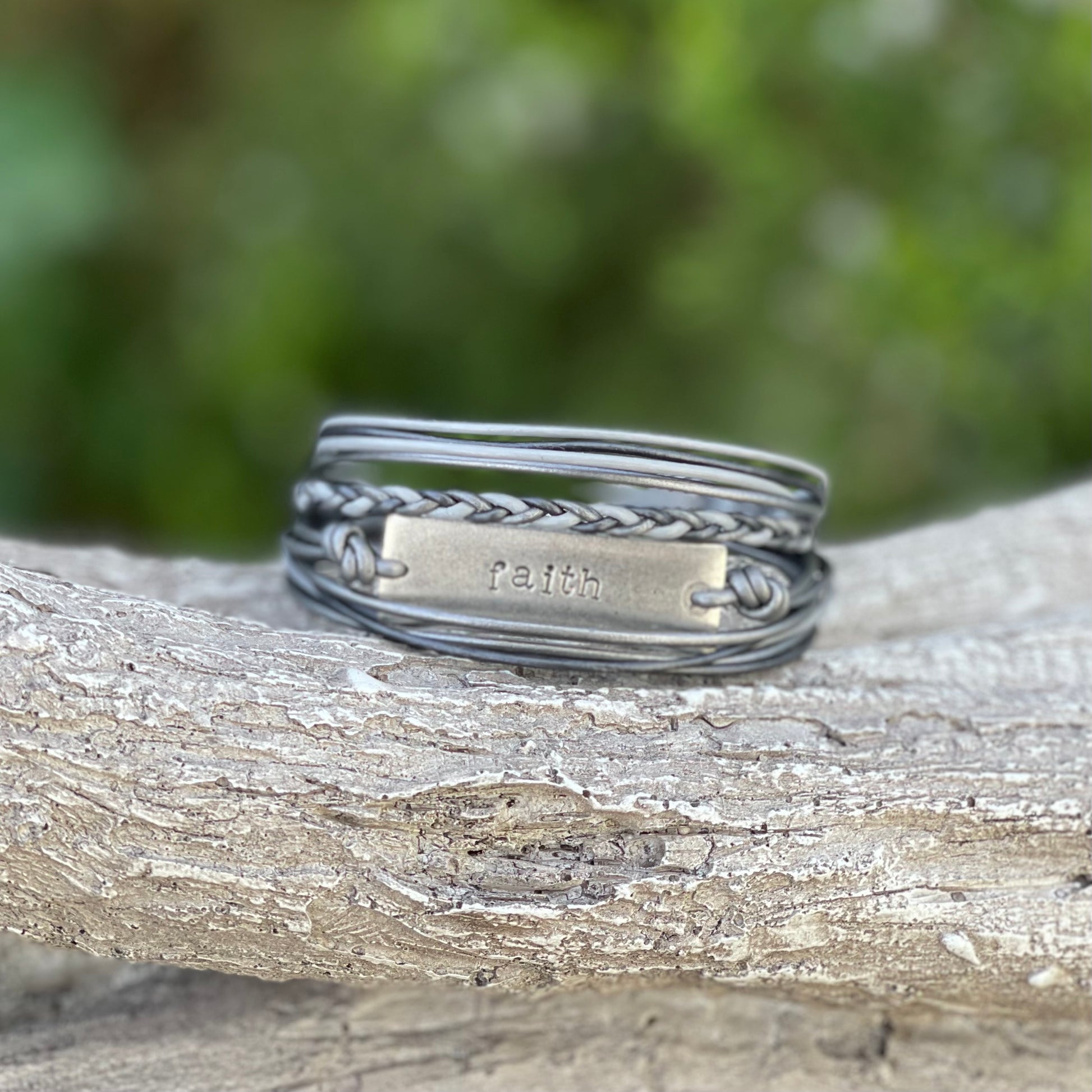 Gray Mix Braided Leather Intuition Bracelet