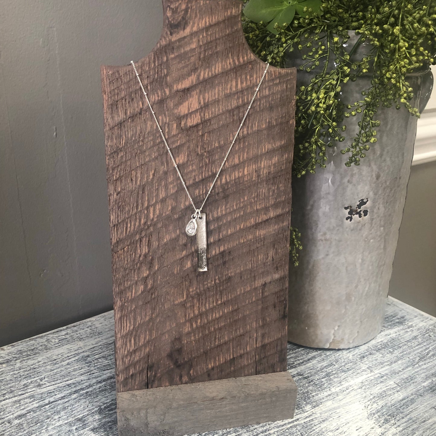 Handwriting Vertical Bar Fingerprint Necklace