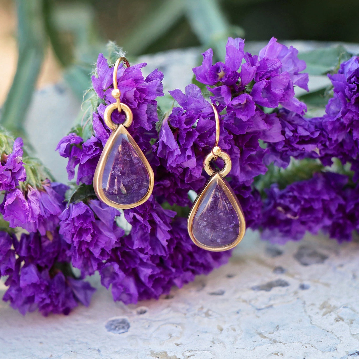 Memory Flower Teardrop Earrings