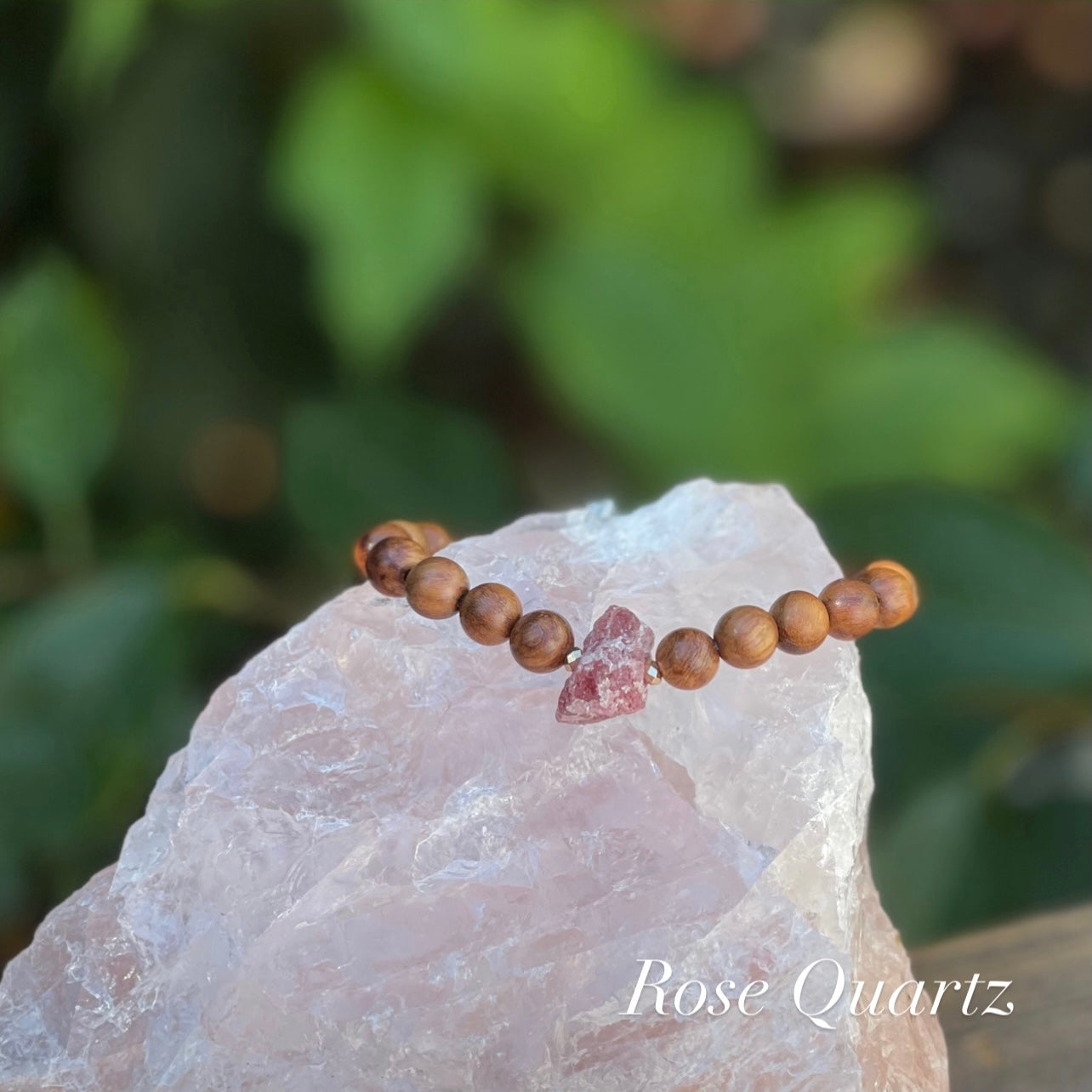 Raw Beauty Bracelet made with Raw Gemstones - Rose Quartz