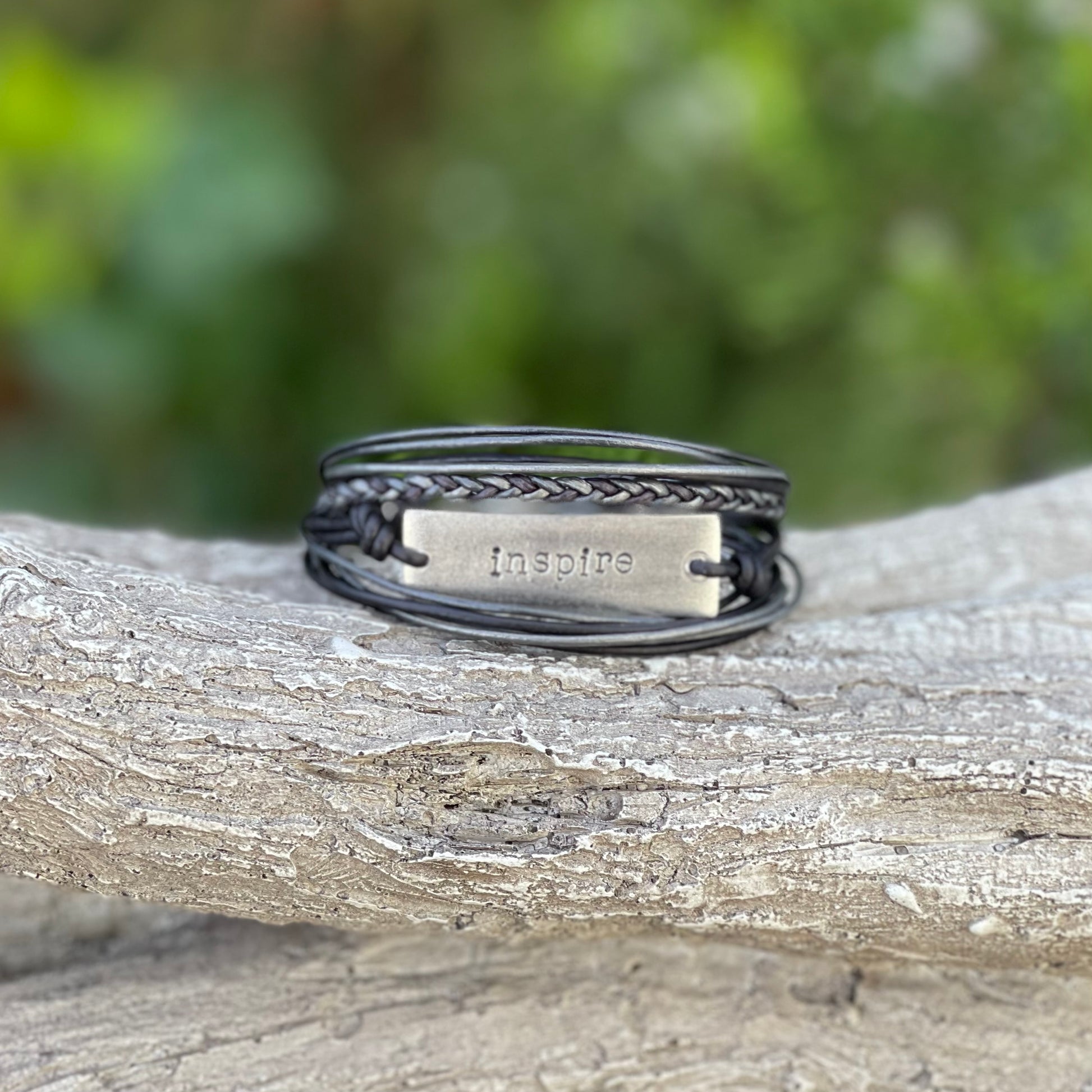 Black and Gray Mix Braided Leather Intuition Bracelet