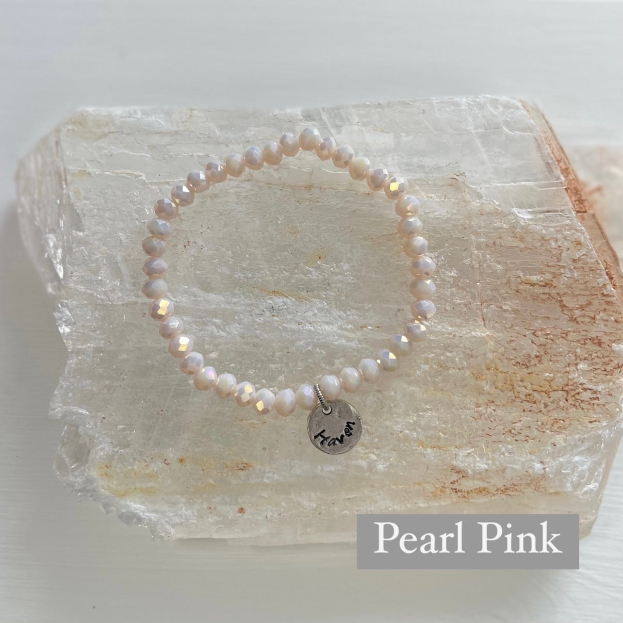 Personalized Crystal Stack Pearl Pink