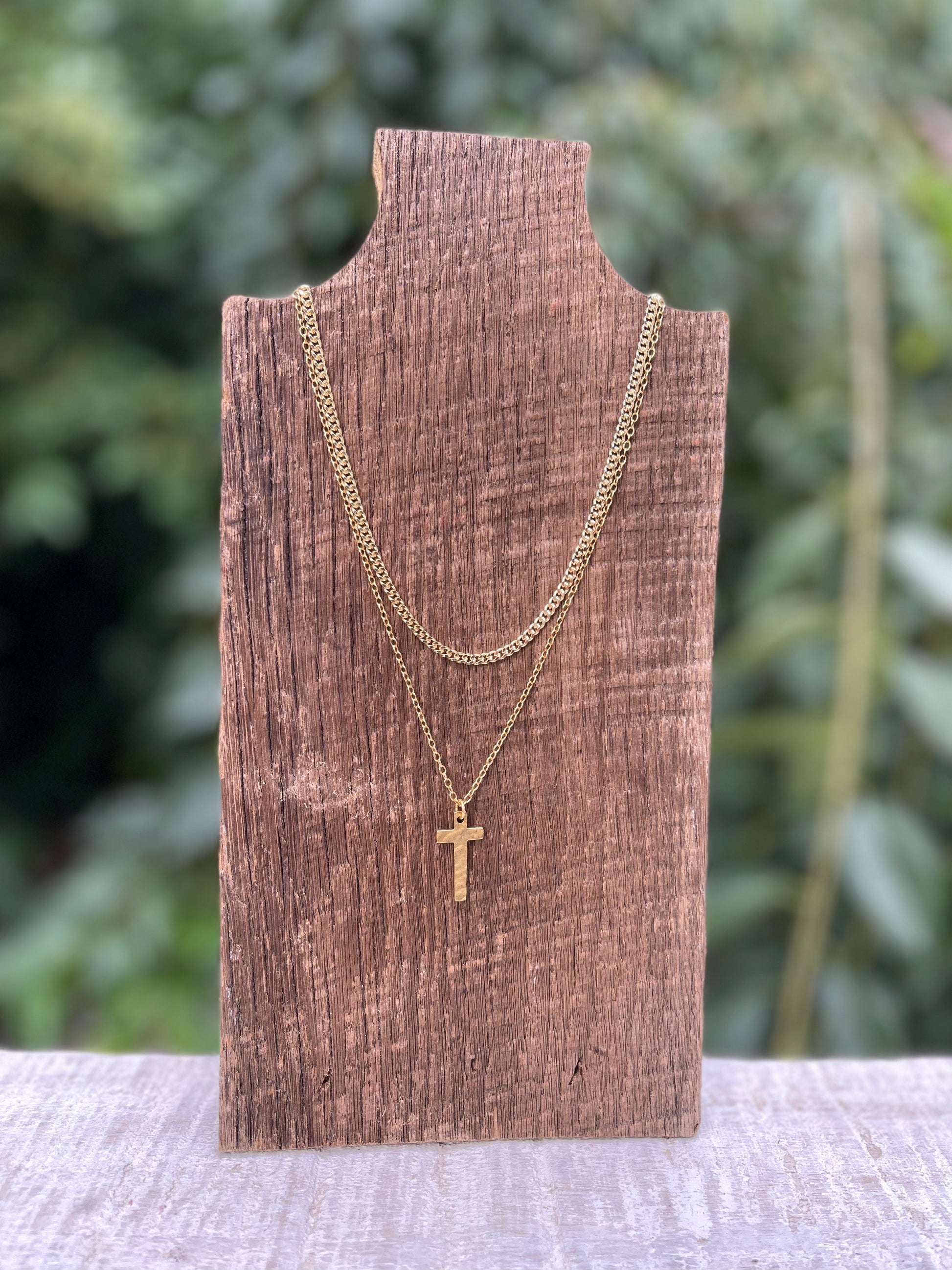 Rustic Cross Necklace - Layering Necklace