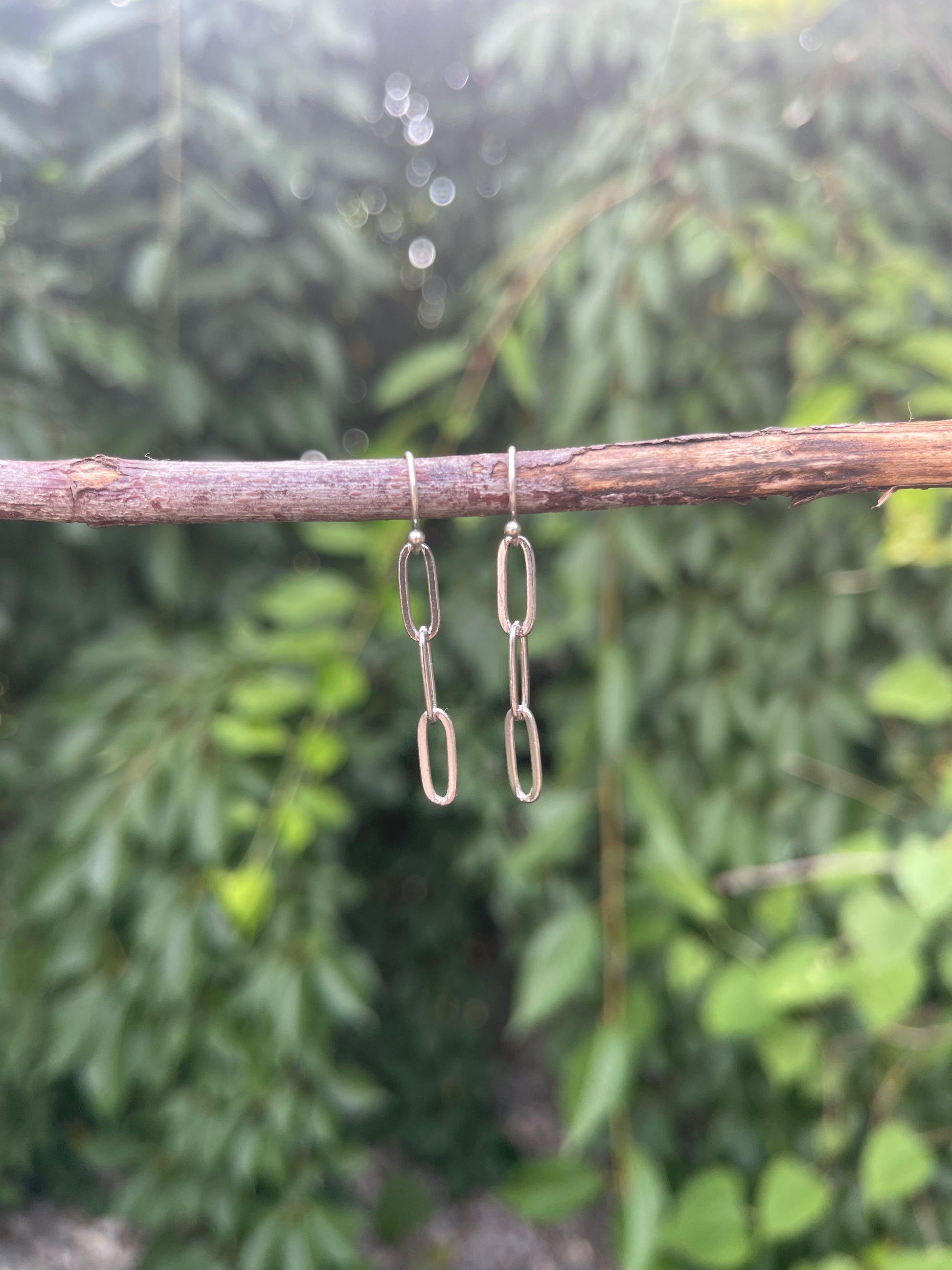 Paper Clip Earrings - Antique Silver with no Freshwater Pearls