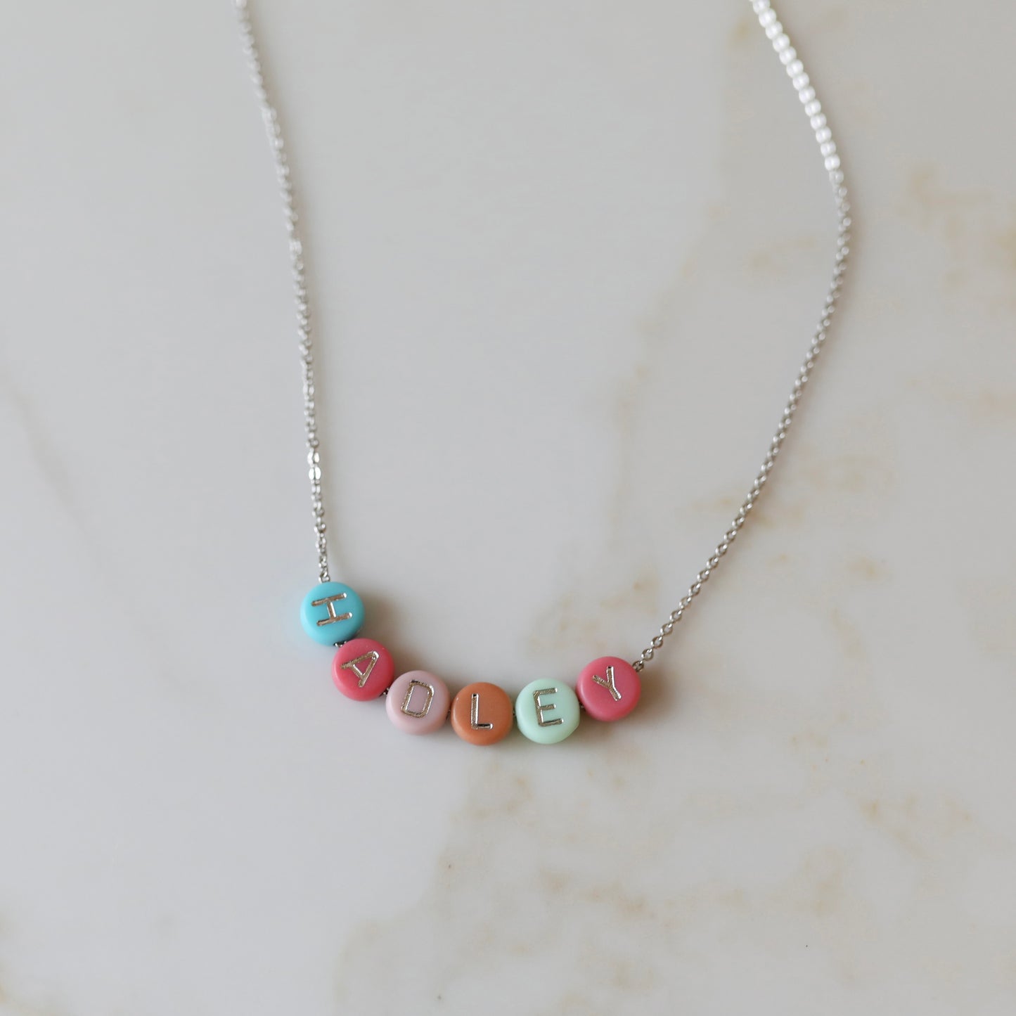 Rainbow Personalized Layering Necklace in Silver