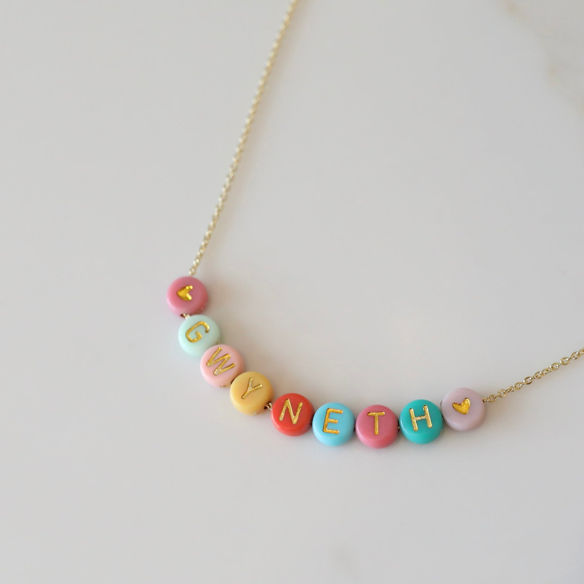Rainbow Personalized Layering Necklace in Gold