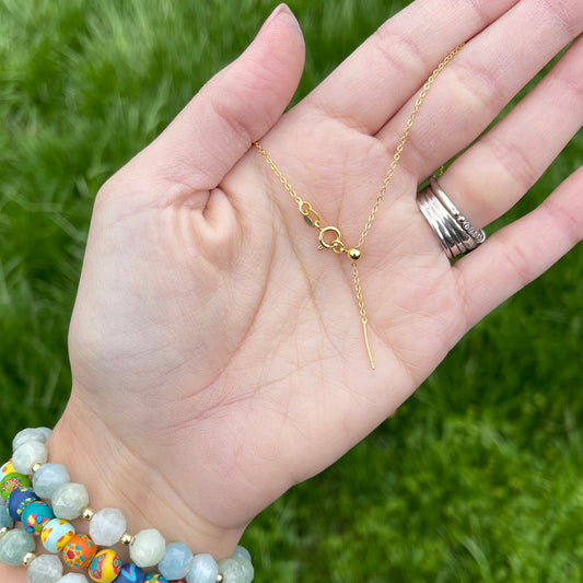 Dainty Layering Necklace Gold with Cubic Zirconia Adjustble Clasp