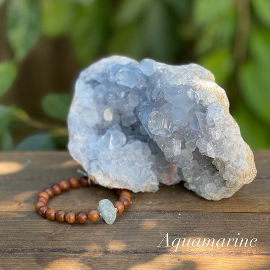 Raw Beauty Bracelet made with Raw Gemstones - Aquamarine