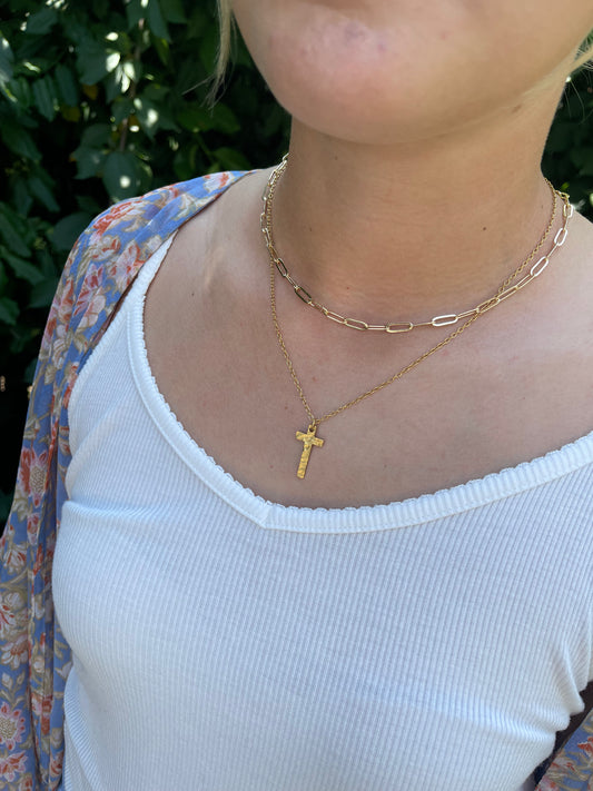 Rustic Cross Necklace - Layering Necklace