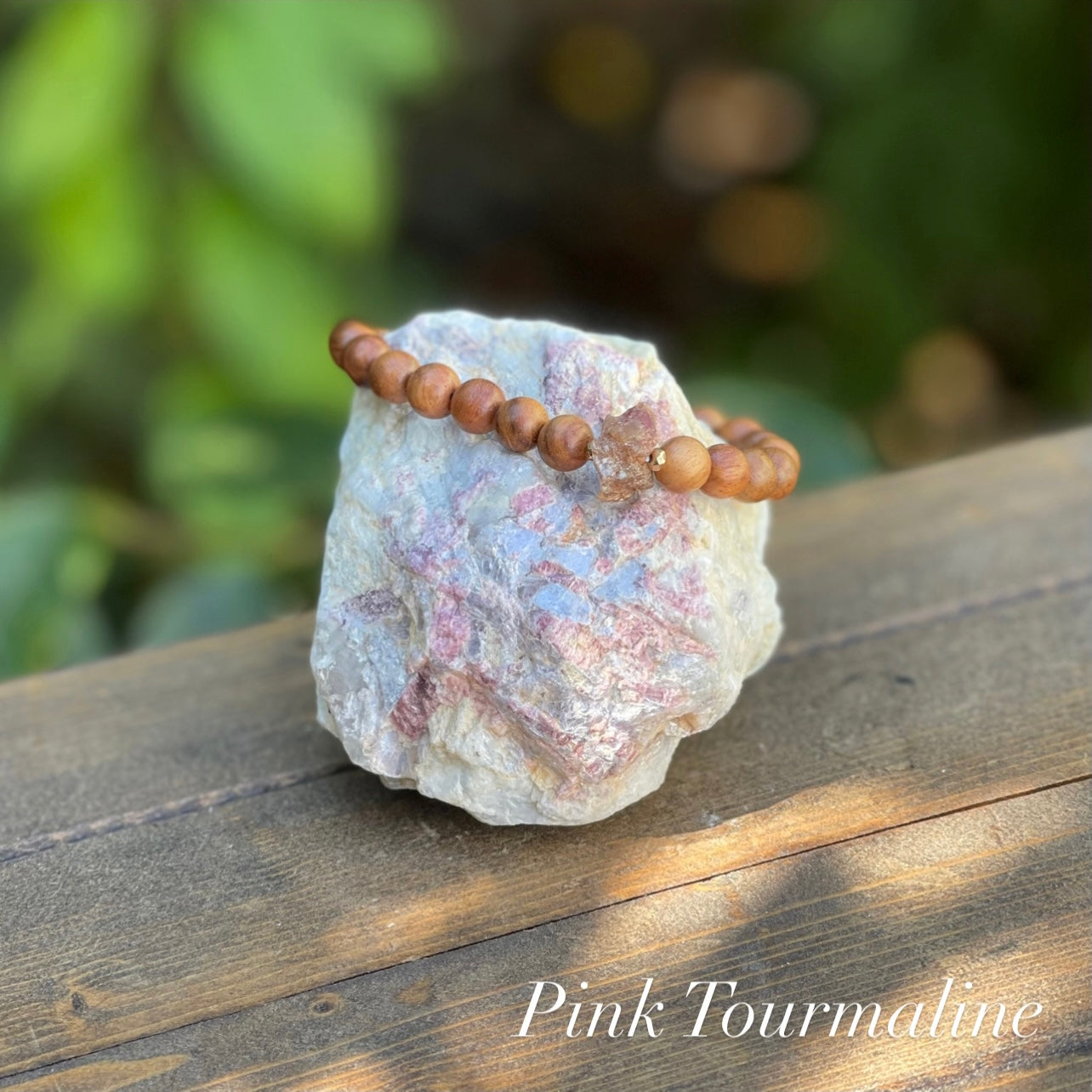 Raw Beauty Bracelet made with Raw Gemstones - Pink Tourmaline