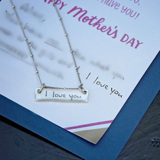 Handwriting Jewelry | Thin Horizontal Bar Necklace