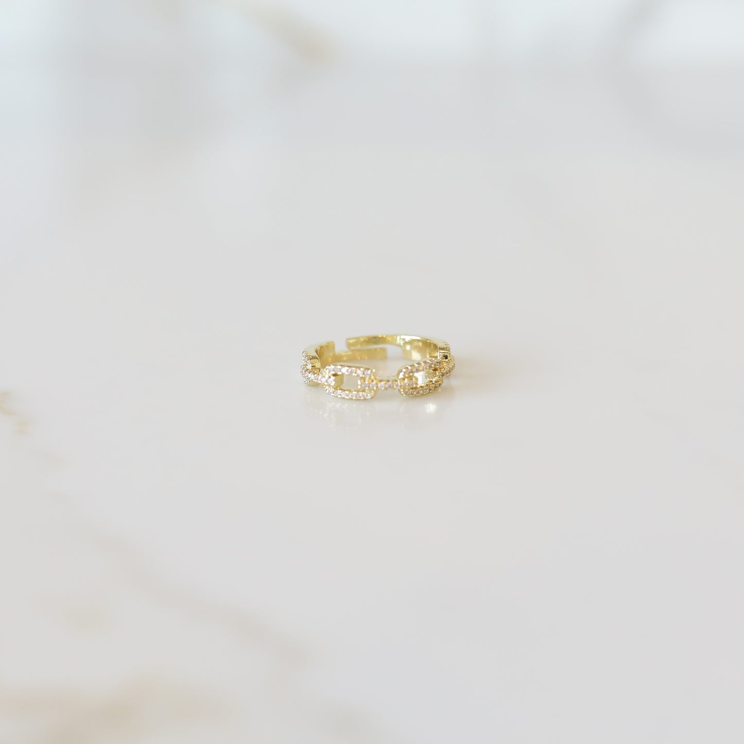 Link Band Cubic Zirconia Gold Stacking Ring