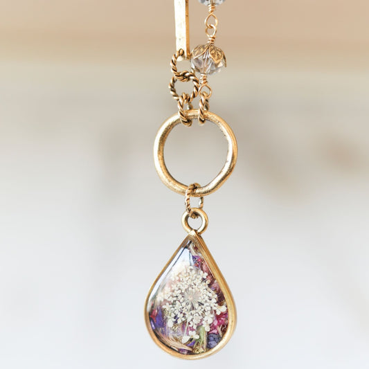 Memory Flower Jewelry | Long Asymmetrical Necklace