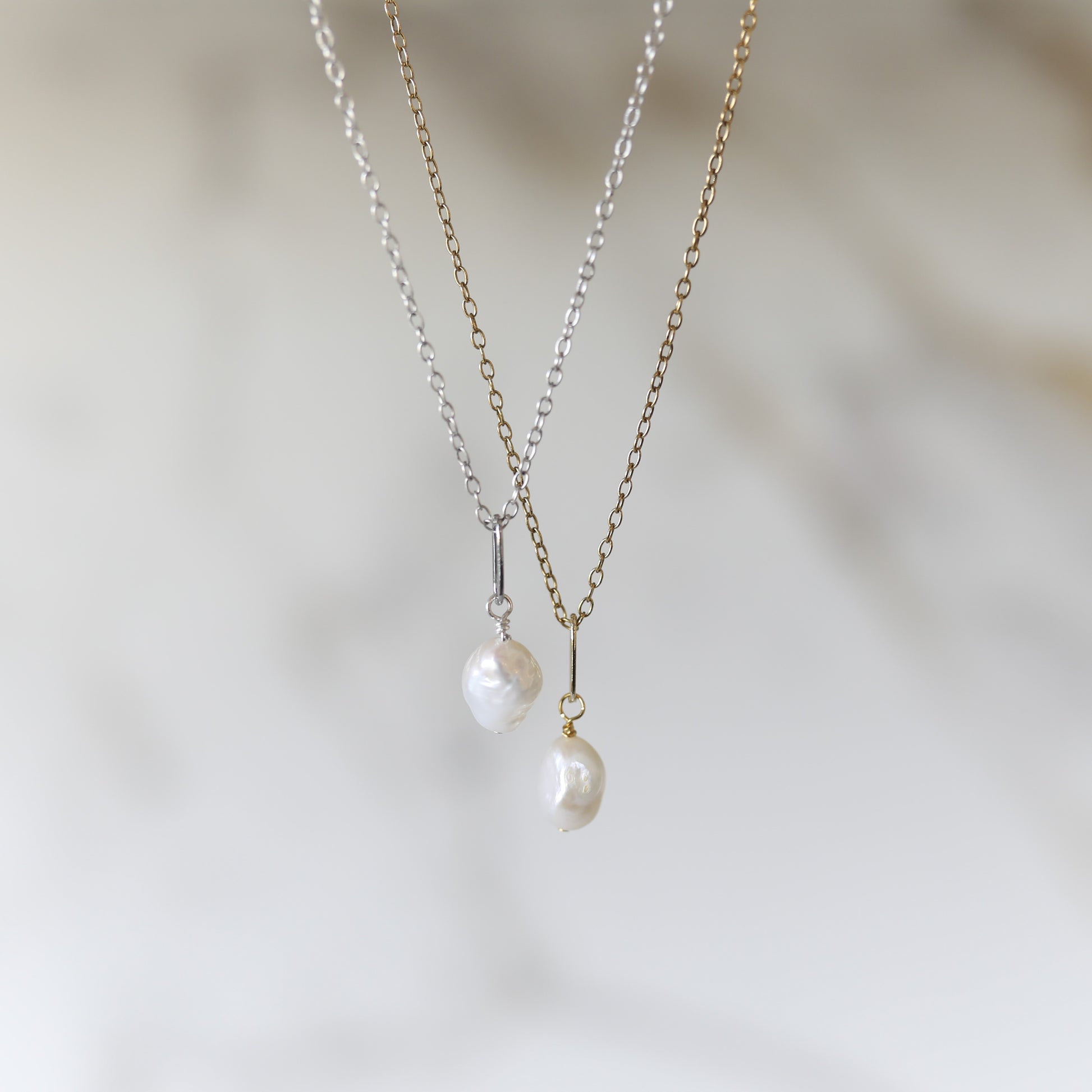 Good Luck Necklace with a Freshwater Pearl available in Gold or Silver