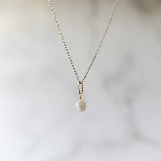 Good Luck Necklace with a Freshwater Pearl available in Gold