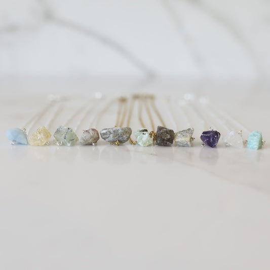 Raw Beauty Necklace made with Raw Gemstones