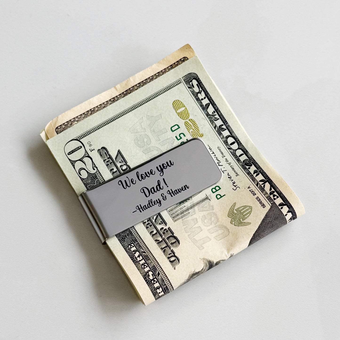 Engraved Font Money Clip in silver