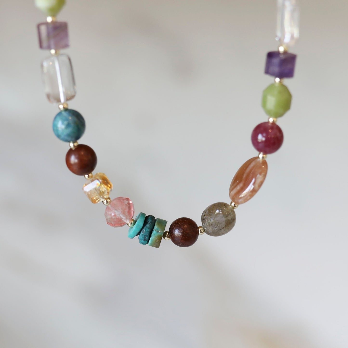 Mixed Gemstone Layering Necklace