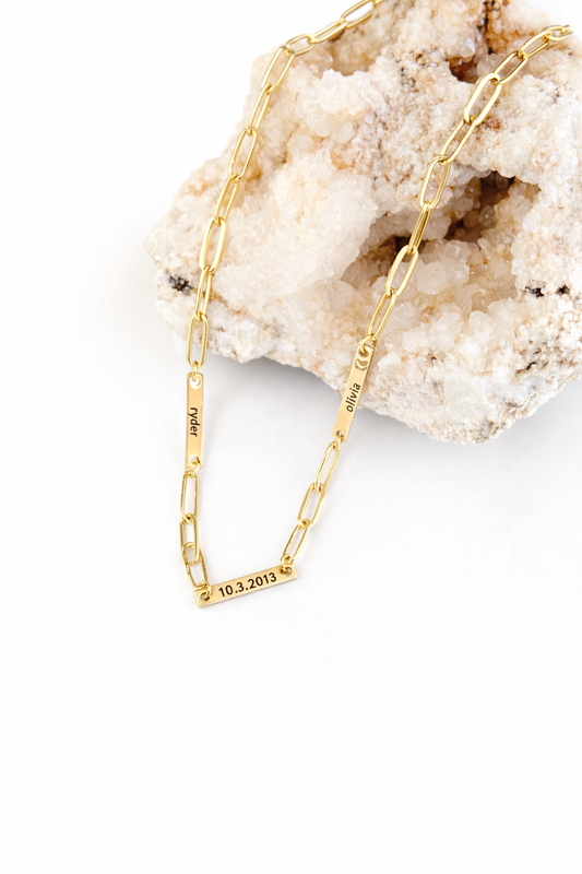 Paperclip Chain Engraved Necklace