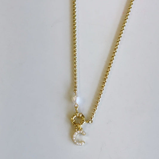 Initial Harmony Necklace | Fresh Water Pearl