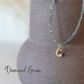 Micro Faceted Initial Necklace in Diamond Green